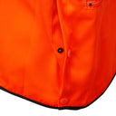 Close-up of hi-vis orange work jacket with pop stud fastening detail