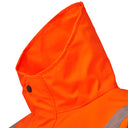 High-visibility orange contoured collar work jacket with reflective strip detail