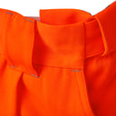 Hi-vis orange flexi-waist work trousers close-up, durable fabric for safety and comfort.