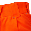 Close-up of wide belt loop on bright orange hi-vis work trousers for safety workwear