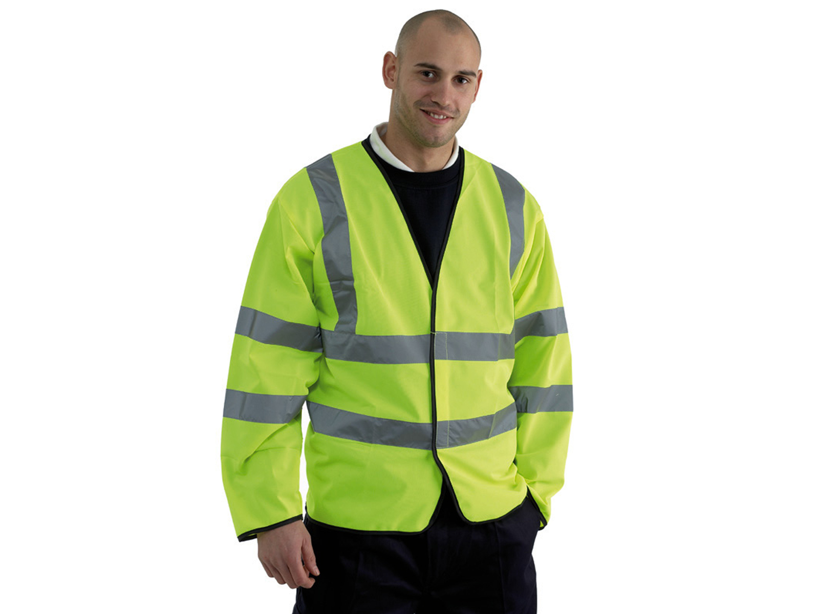 Yellow High Vis Long Sleeve Vets With Strips