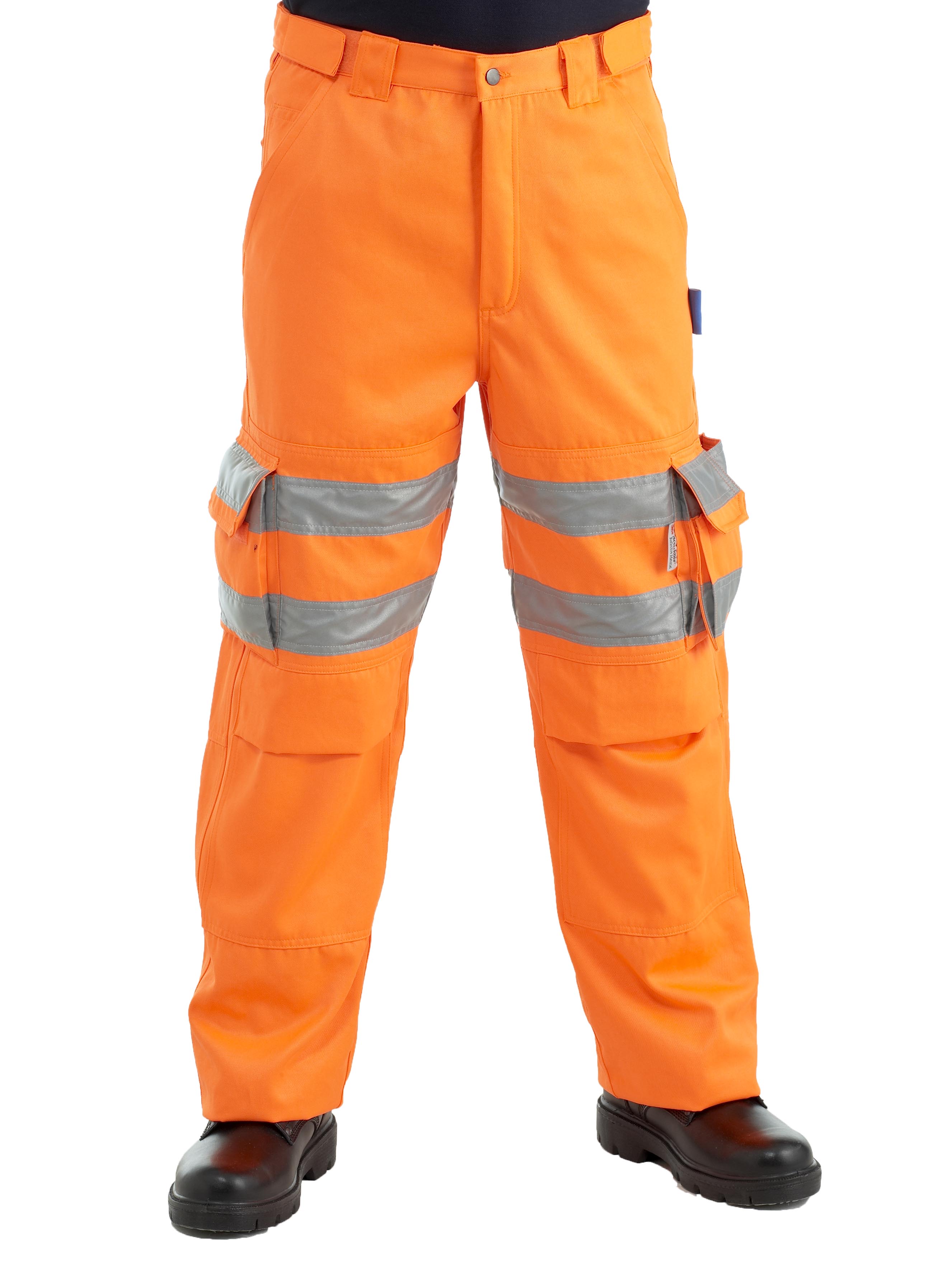 3 Band Hi Viz Work Combat Safety Cargo Trouser Pants Highways Rail Knee Pocket