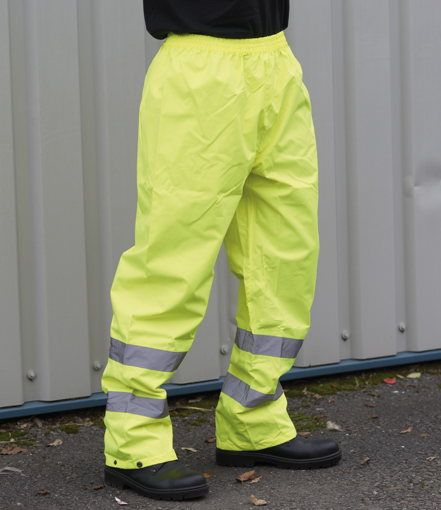 Hi Viz Waterproof Over Trousers High Vis Visibility Elasticated Pants ...