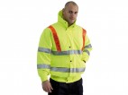 Yellow Hi Vis Traffic Bomber Jacket W/ Red Brace & Elasticated Storm Cuffs