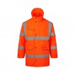 Vapourking Hi Vis Rail Storm Coat w/ Contoured Neckline Collar & Fleece Chin Guard