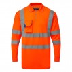 Long Sleeve Hi Vis Polo Shirt w/ Soft Under Arm Ventilation & Soft Ribbed Cuff