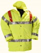 Yellow High Vis Traffic Coat w/ red reflective shoulder bands & Warm Quilt Lining