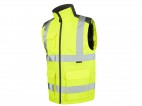 Yellow PU Coated Polyester Bodywarmer Vest w/ Fleece-Lined Collar for Comfort