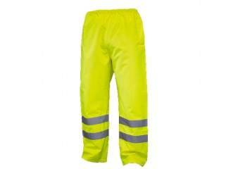 Yellow High Vis Waterproof Over trousers w/ Elasticated Waist & Drawcord