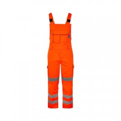 High Viz Rail Bib and Brace Orange w/ Cargo Pockets & Elasticated Flexi Braces