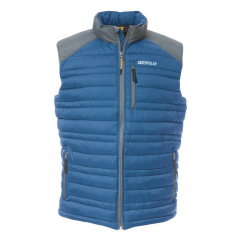 Caterpillar Defender Insulated Vest in Blue w/ durable nylon ripstop fabric