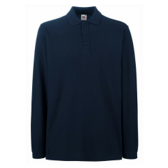 Fruit of the Loom Long Sleeve Polo Shirt w/ Elastane rib cuff 