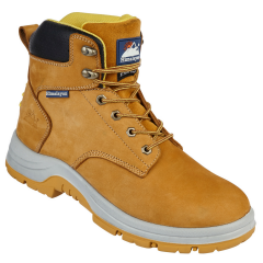 Honey Nubuck Upper Safety Ankle Boot With Steel Toecap and Midsole 