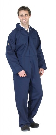 Flame Retardant Boiler Suit Coverall w/ Concealed stud front to neck