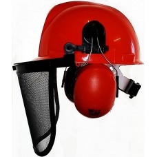 Orange Chainsaw Safety Helmet Set w/ ear muffs & mesh visor