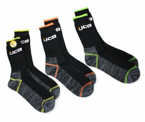 JCB 3 Pack Hi-vis Boot Sock w/ Breathable & aerobic knit welt.