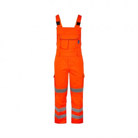 High Viz Rail Bib and Brace Orange w/ Cargo Pockets & Elasticated Flexi Braces